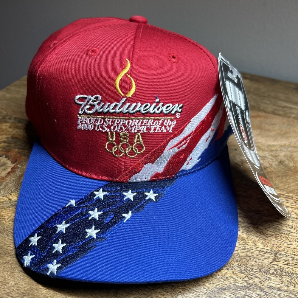 Vtg 2000 Dale Jr Budweiser NASCAR Hat #8 Olympic Team Chase Authentics‎ NWT Y2K